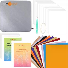 HTVRONT 52 Pcs Heat Press Supplies Accessories for Beginners Cricut Clothing T-shirt Printing DIY Include HTV Sublimation Paper