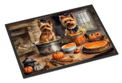 NEW Norwich Terrier Fall Kitchen Pumpkins Doormat Front Door Mat Indoor Outdoor Rugs for Entryway, Non Slip Washable Low Pile, 18H X 27W