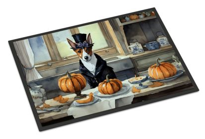 NEW Basenji Fall Kitchen Pumpkins Doormat Front Door Mat Indoor Outdoor Rugs for Entryway, Non Slip Washable Low Pile, 18H X 27W