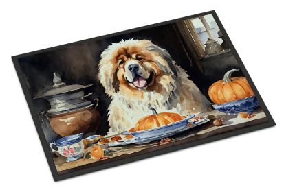 NEW Tibetan Mastiff Fall Kitchen Pumpkins Doormat Front Door Mat Indoor Outdoor Rugs for Entryway, Non Slip Washable Low Pile, 18H X 27W