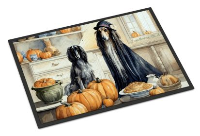 NEW Afghan Hound Fall Kitchen Pumpkins Doormat Front Door Mat Indoor Outdoor Rugs for Entryway, Non Slip Washable Low Pile, 18H X 27W