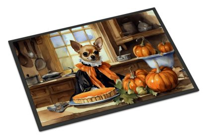 NEW Chihuahua Fall Kitchen Pumpkins Doormat Front Door Mat Indoor Outdoor Rugs for Entryway, Non Slip Washable Low Pile, 18H X 27W