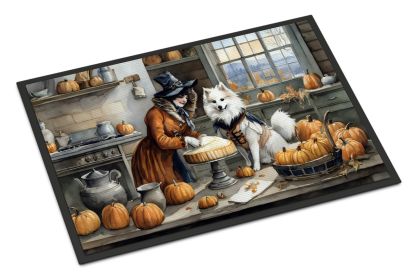 NEW American Eskimo Fall Kitchen Pumpkins Doormat Front Door Mat Indoor Outdoor Rugs for Entryway, Non Slip Washable Low Pile, 18H X 27W