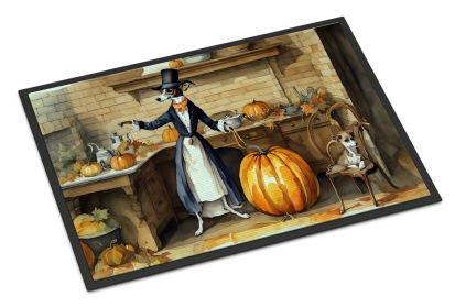 NEW Italian Greyhound Fall Kitchen Pumpkins Doormat Front Door Mat Indoor Outdoor Rugs for Entryway, Non Slip Washable Low Pile, 18H X 27W