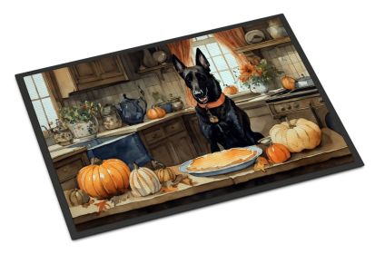 NEW Belgian Malinois Fall Kitchen Pumpkins Doormat Front Door Mat Indoor Outdoor Rugs for Entryway, Non Slip Washable Low Pile, 18H X 27W