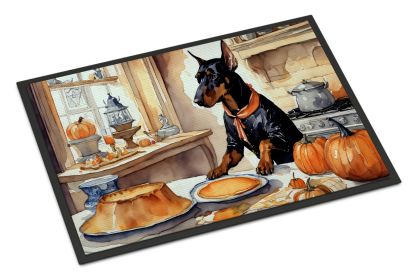 NEW Doberman Pinscher Fall Kitchen Pumpkins Doormat Front Door Mat Indoor Outdoor Rugs for Entryway, Non Slip Washable Low Pile, 18H X 27W