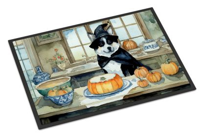 NEW Akita Fall Kitchen Pumpkins Doormat Front Door Mat Indoor Outdoor Rugs for Entryway, Non Slip Washable Low Pile, 18H X 27W