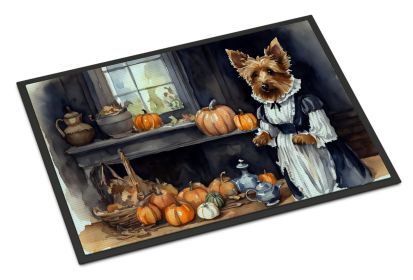 NEW Australian Terrier Fall Kitchen Pumpkins Doormat Front Door Mat Indoor Outdoor Rugs for Entryway, Non Slip Washable Low Pile, 18H X 27W