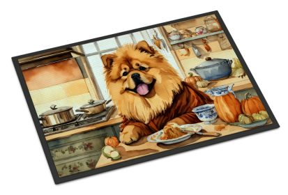 NEW Chow Chow Fall Kitchen Pumpkins Doormat Front Door Mat Indoor Outdoor Rugs for Entryway, Non Slip Washable Low Pile, 18H X 27W