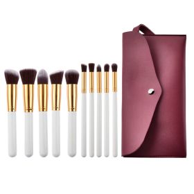 10 pcs makeup brush set  Portable fashion high-end beauty tool set (White  Golden) with bag