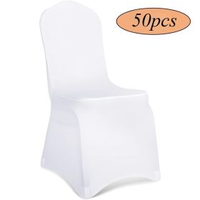 50 Pieces White Chair Covers - Versatile Stretch Polyester Spandex Dining Chair Slipcovers for Dining, Party, Wedding, Banquet, and More